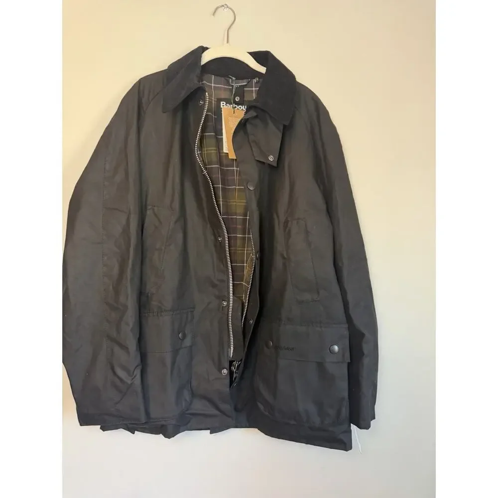 BARBOUR ASHBY WAX JACKET Black Men's Size Large NWT $400
